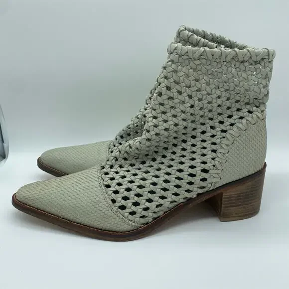 Free People White Gray In The Loop Woven Ankle Boots Women's size 41 / 10.5 - Picture 4 of 12